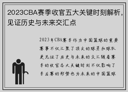 2023CBA赛季收官五大关键时刻解析，见证历史与未来交汇点